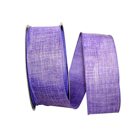 RELIANT RIBBON Everyday Linen Value Wired Edge Ribbon Purple 2.5 in. x 50 yards 92573W-064-40K